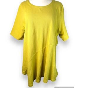 Ulla Popken Patchwork Top Plus Size 16/18 Organic Cotton Short Sleeve Blouse